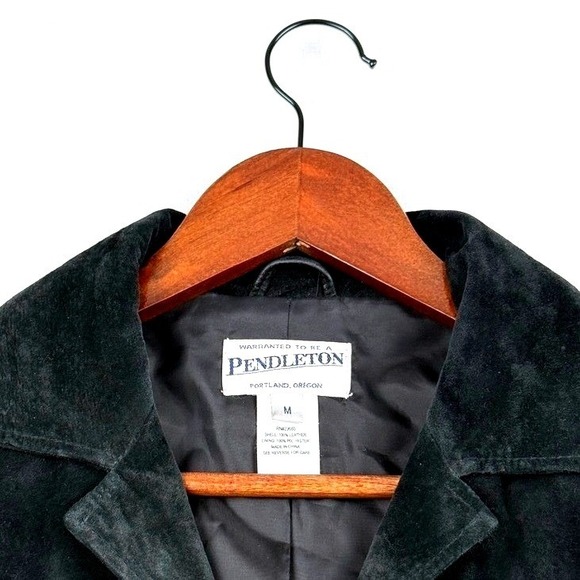 Vintage Pendleton Women's Black Suede Full Zip Jacket-Size M - Picture 2 of 8